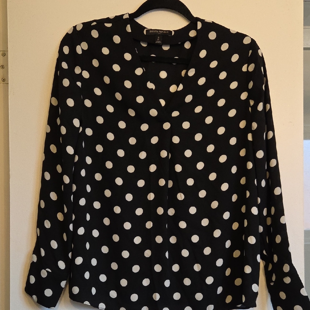 Banana Republic Black and White Polka Dot Blouse